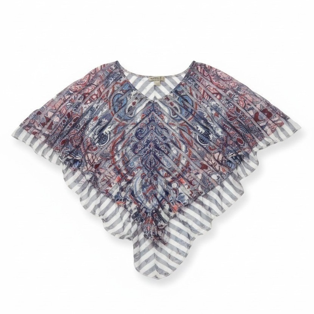 One World Live and Let Live Paisley Cold Shoulder Handkerchief Hem Top Medium